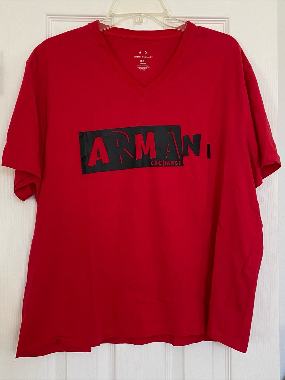 Armani Exchange Men’s Red V-Neck Logo T-Shirt Size XXL